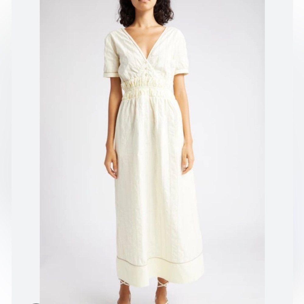 NWT Loretta Caponi Lina Latter Lace Striped Midi Dress XL